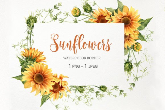 Download Watercolor Sunflower Border Frame PNG - Frame png Collection