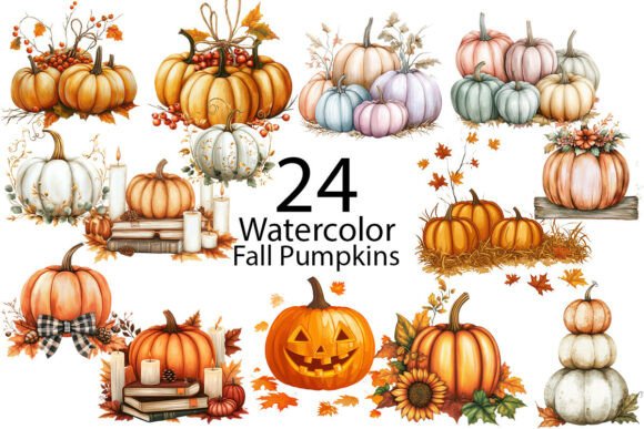Download Fall Pumpkins Watercolor Clipart PNG - Clipart png Collection