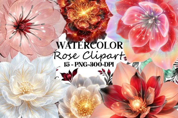 Download Watercolor Rose Clipart PNG Bundle - Clipart png Collection