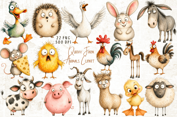 Download Quirky Farm Animals Clipart PNG - Clipart png Collection