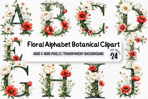 Download Floral Alphabet Botanical Clipart PNG - Clipart png Collection