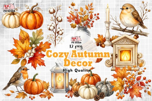 Download Cozy Autumn Decor Clipart PNG - Decor Collection