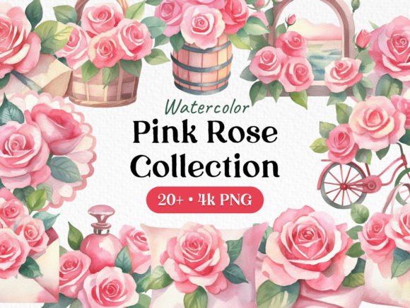 Download Bundle Watercolor Rose Clipart PNG - Clipart png Collection