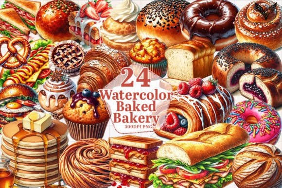 Download Watercolor Baked Bakery Clipart PNG - Clipart png Collection