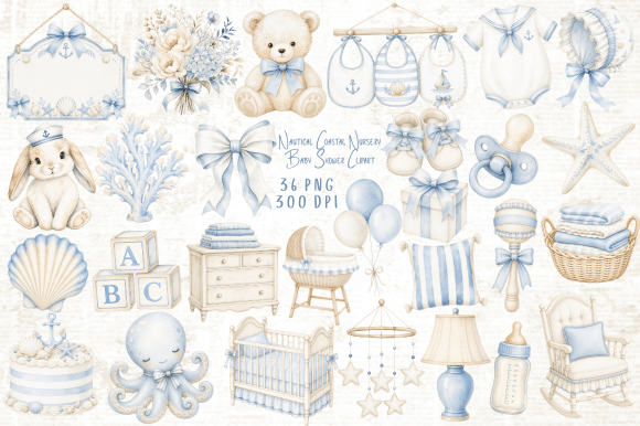Download Nautical Nursery Baby Shower Clipart PNG - Clipart png Collection