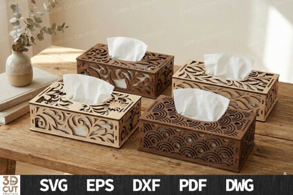 Download Decorative Wooden Tissue Box SVG Set - Decor Collection