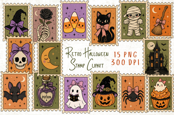 Download Retro Halloween Stamp Clipart PNG - Clipart png Collection
