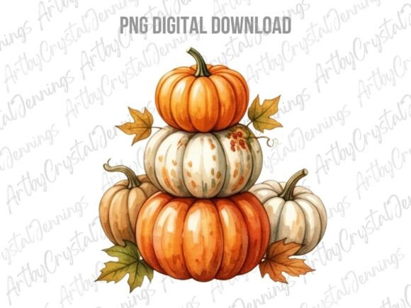 Download Watercolor Pumpkin Stack Clipart PNG - Clipart png Collection