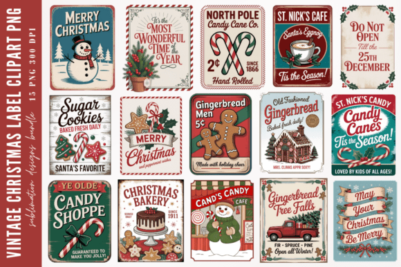 Download Vintage Christmas Label Clipart PNG Desin - Clipart png Collection