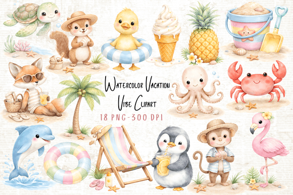 Download Watercolor Vacation Vibe Clipart PNG - Clipart png Collection