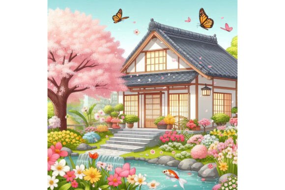 Download Cherry Blossom Haven Home Background - Home background Collection