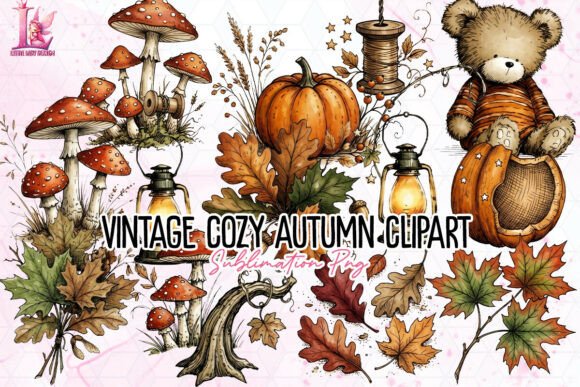 Download Vintage Cozy Autumn Clipart PNG - Clipart png Collection