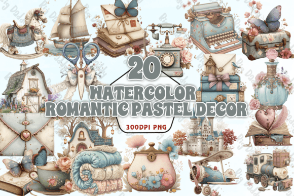 Download Watercolor Romantic Pastel Decor PNG - Decor Collection