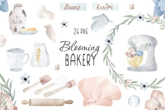 Download Watercolor Blooming Bakery Clipart PNG - Clipart png Collection