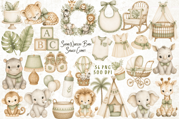 Download Safari Nursery Baby Shower Clipart PNG - Clipart png Collection